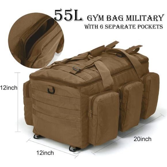 Military Duffel Bag 50L Gym Bag for Men Convertible Weekend Backpack - Picture 4 of 6